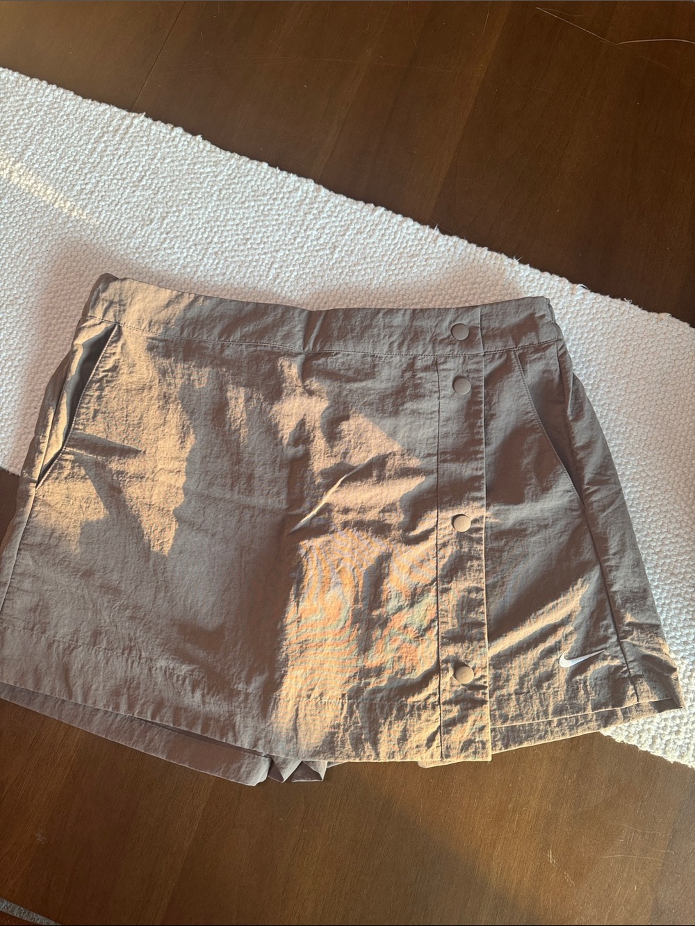 Nike Women's Sportswear Essentials Tan Snap-Front Skort Shorts
